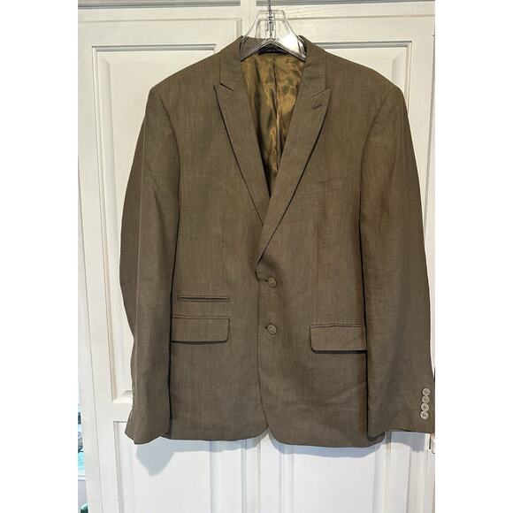 Calvin Klein 100% Linen Blazer 42R Extreme Slim Fit Beige Sport Coat Jacket - Picture 1 of 16